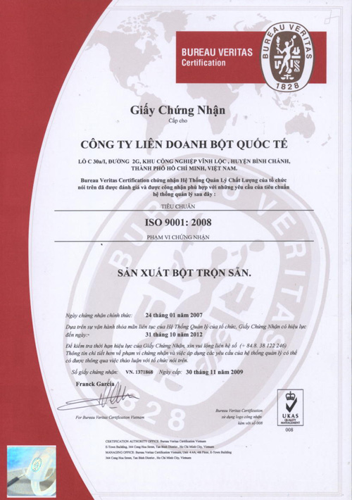 Cấp giấy chứng nhận tiêu chuẩn ISO 22000:2005 